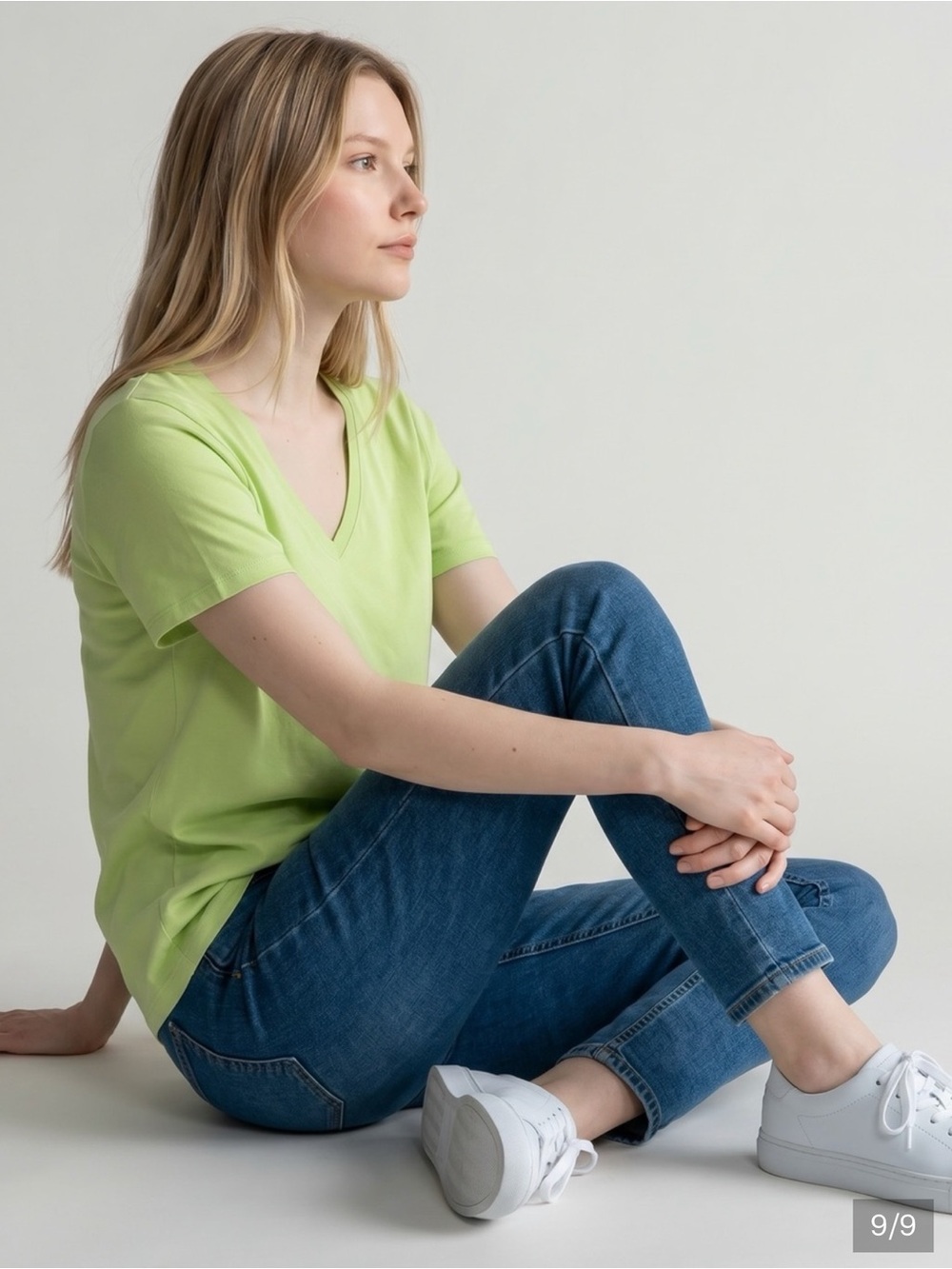 Woman Within V-Neck Short Sleeve Tee - Lime